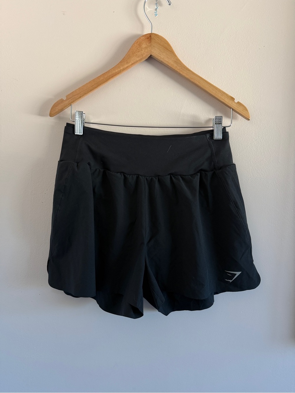 Gymshark Black Women's Running Shorts with Reflective Logo